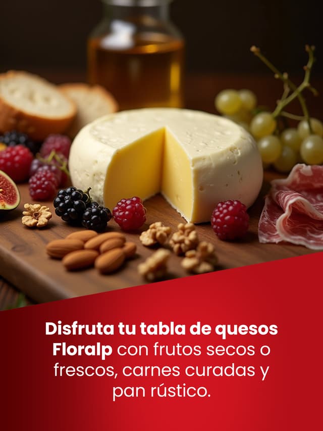 Disfruta tu tabla de quesos Floralp con unos frutos secos o frescos, carnes curadas y pan rústico