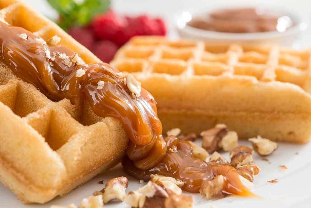 Waffle con dulce de leche